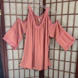 Cato Dusty Rose Cold Shoulder Blouse PTP 23 inches